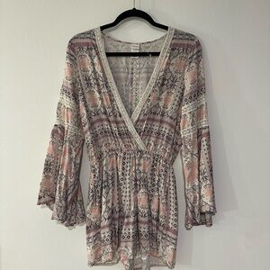 Bohemian Floral Bell Sleeve Romper